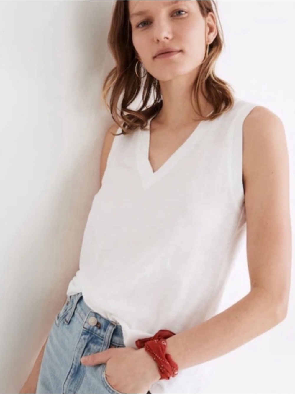 NWT Madewell White V-Neck Sleeveless Tank
